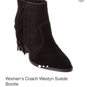 Coach brown suede ankle bootie with tassel